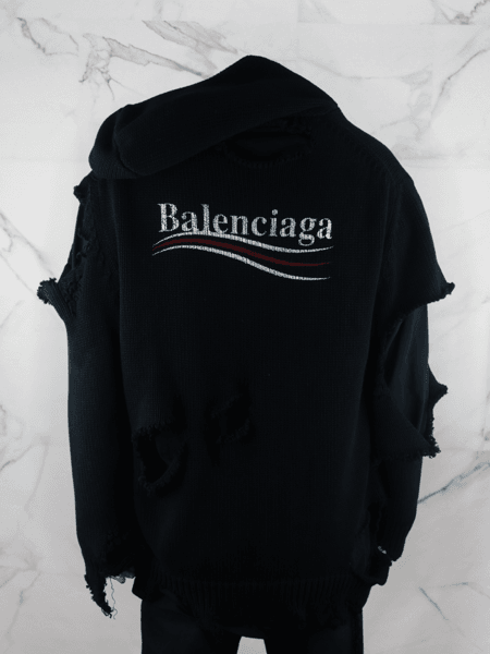 Tricot Balenciaga Destroyed Preto | Zivē Club Tricot Balenciaga Destroyed Preto | Zivē Club