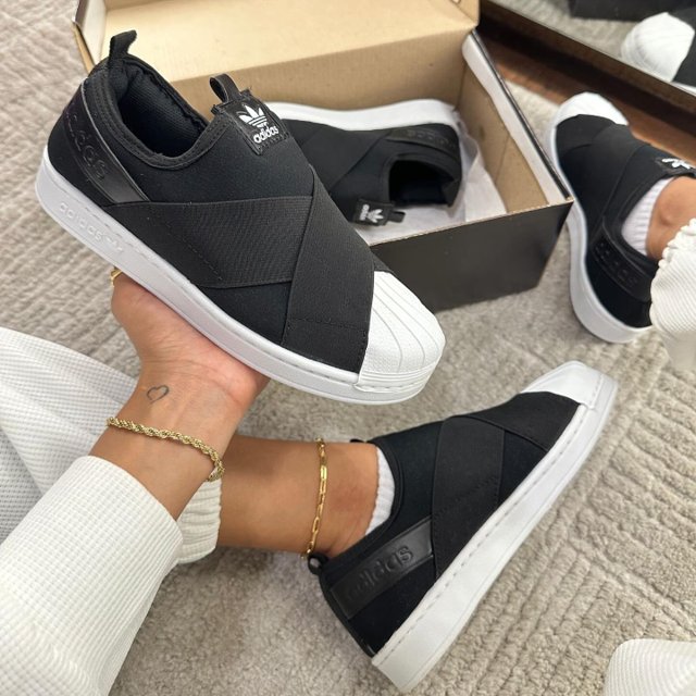 Tenis Slip Adidas Preto Original Tenis Superstar Slip On Preto