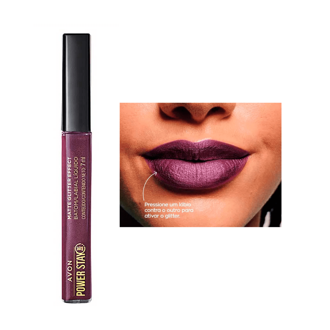 Batom Líquido Matte Glitter Effect Avon Power Stay