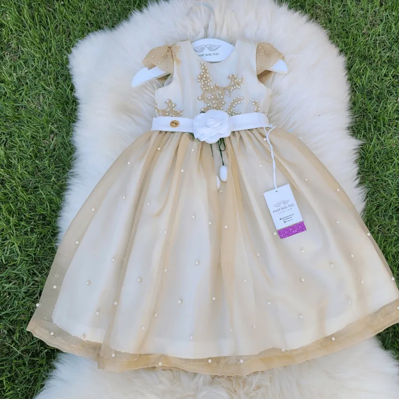 Vestido infantil 2024 de festa dourado