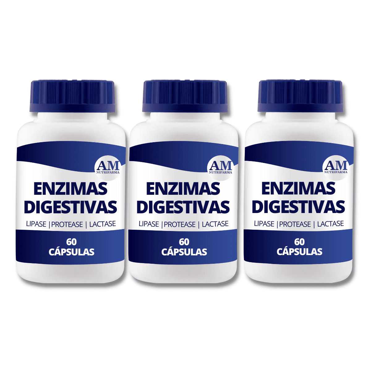 KIT 3 Enzimas Digestivas - 60 Cápsulas | Am Nutrifarma