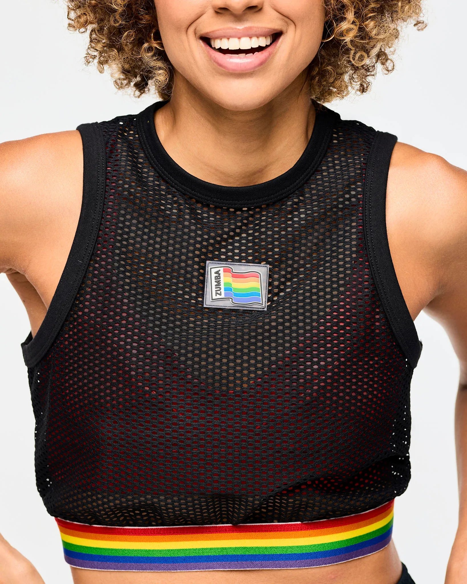 ZUMBA タンクトップ Zumba Crop Mesh Tank With Elastic Waistband | ZIN Store Brasil