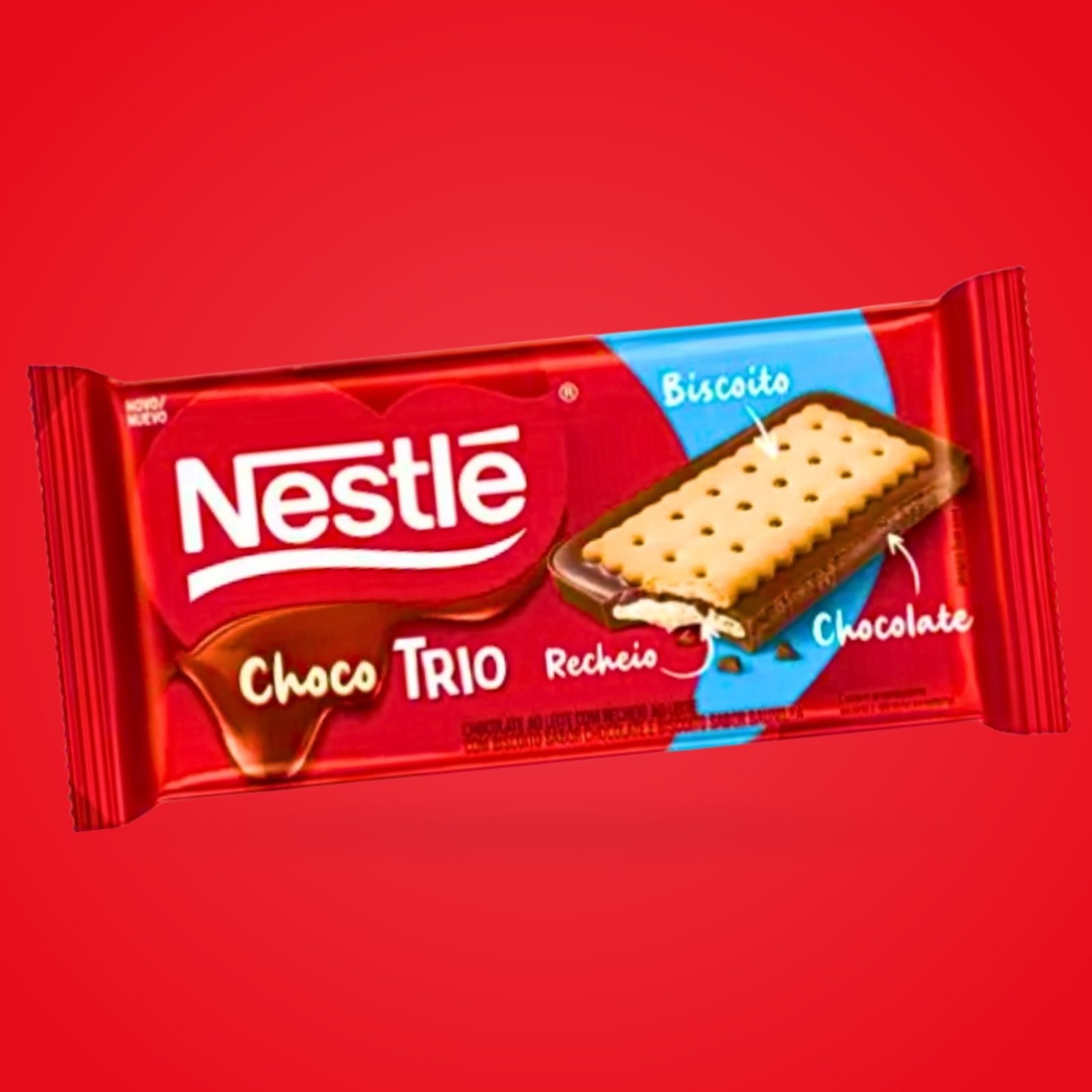 Barra Chocolate Choco Trio Leite Biscoito NESTLÉ 1cx c/ 12un