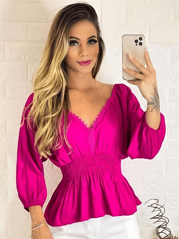 Blusa Acinturada com Lastex Pink