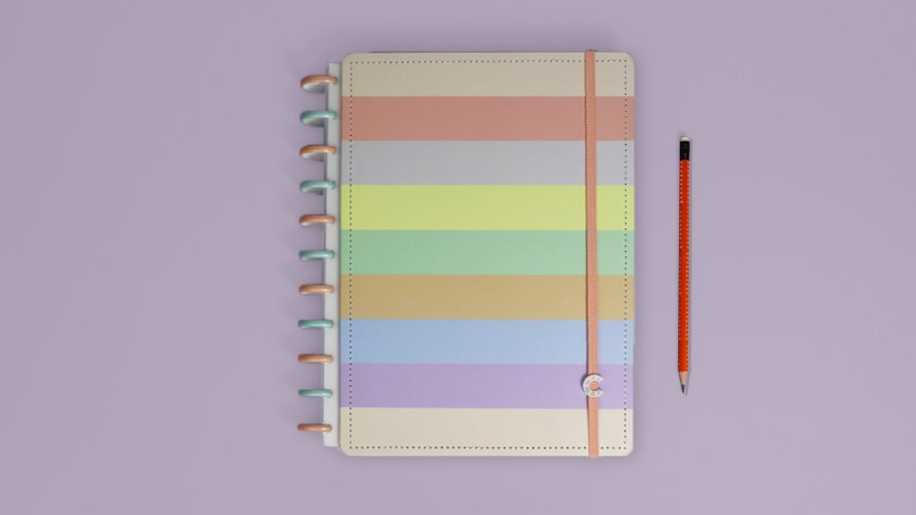 Caderno Inteligente Arco Iris Pastel G Papelaria Com Amor 8526