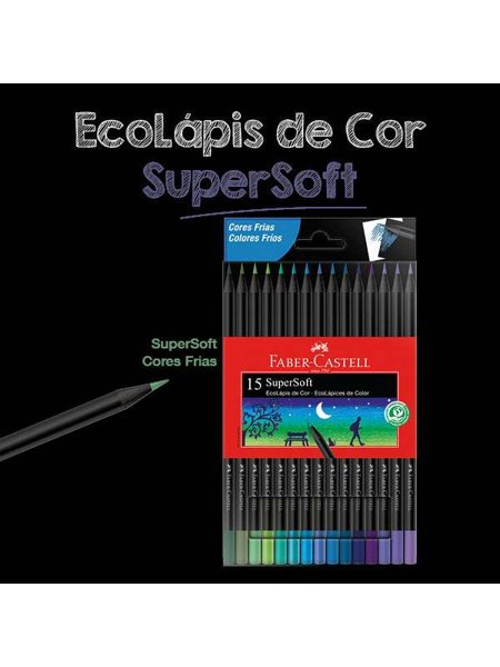 Lápis de Cor Ecolápis SuperSoft 15 Cores Frias - FABER-CASTELL