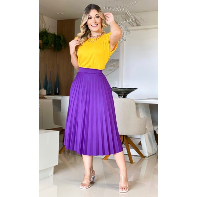 saia plissada roxa