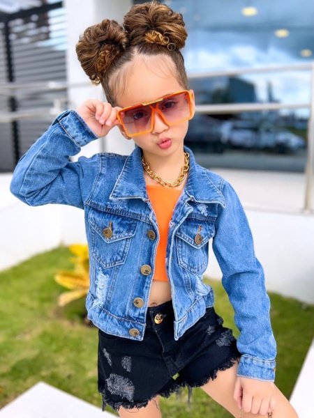 Jaqueta Jeans infantil menina Laura Kids Moda Infantil