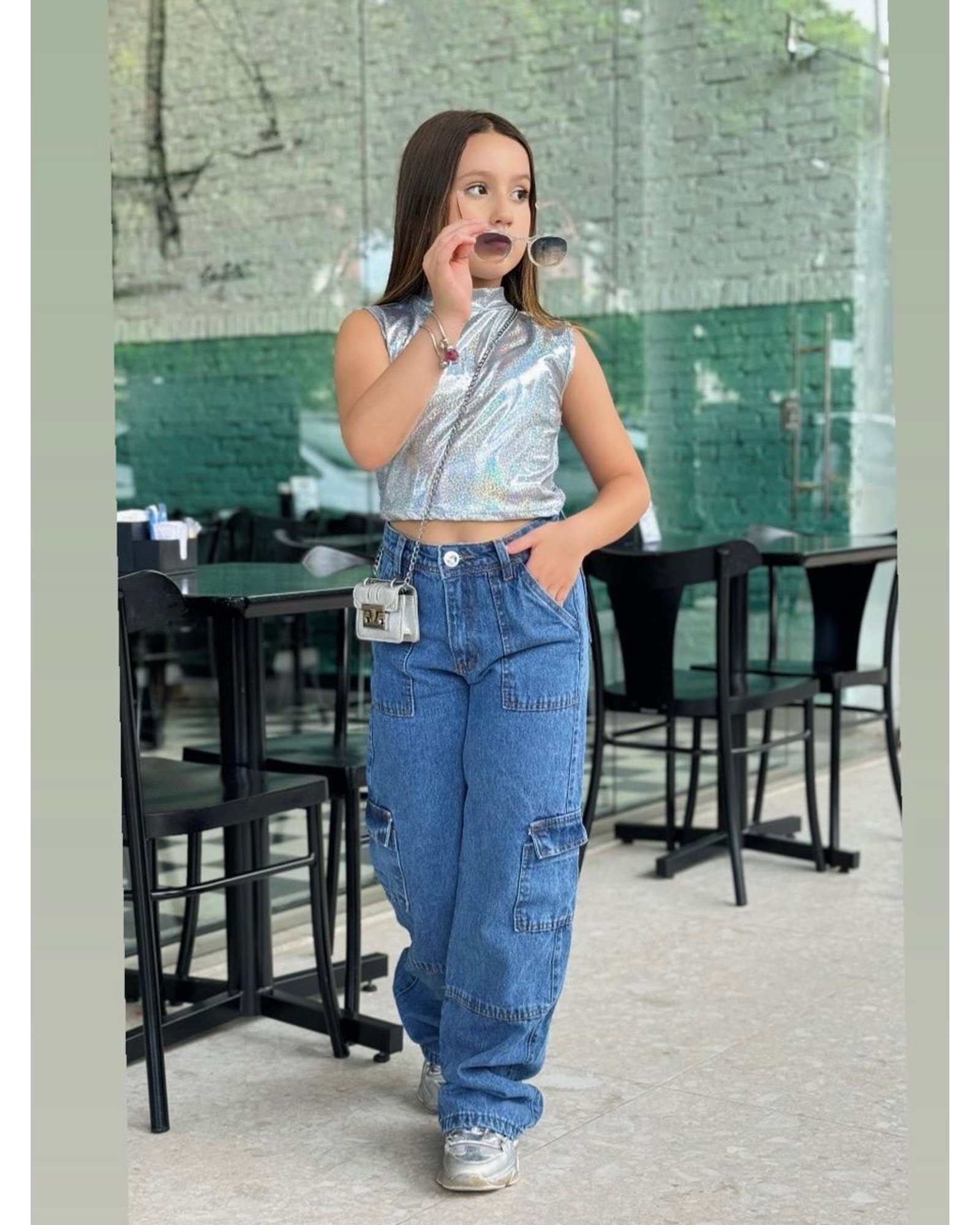 Cargo Feminina CalÇa Jeans Feminina Infanto Juvenil Calça Cargo Em