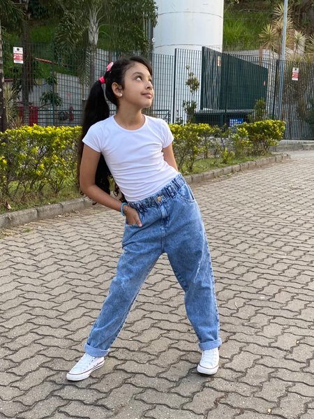 Calça Mom Jeans Marmorizado Infantil Feminina Laura Kids Moda