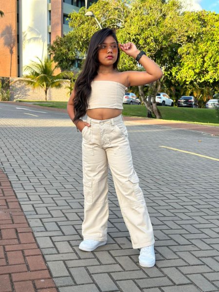 Conjunto Calça cargo e cropped Tomara que cai Laura Kids Moda - Main Image
