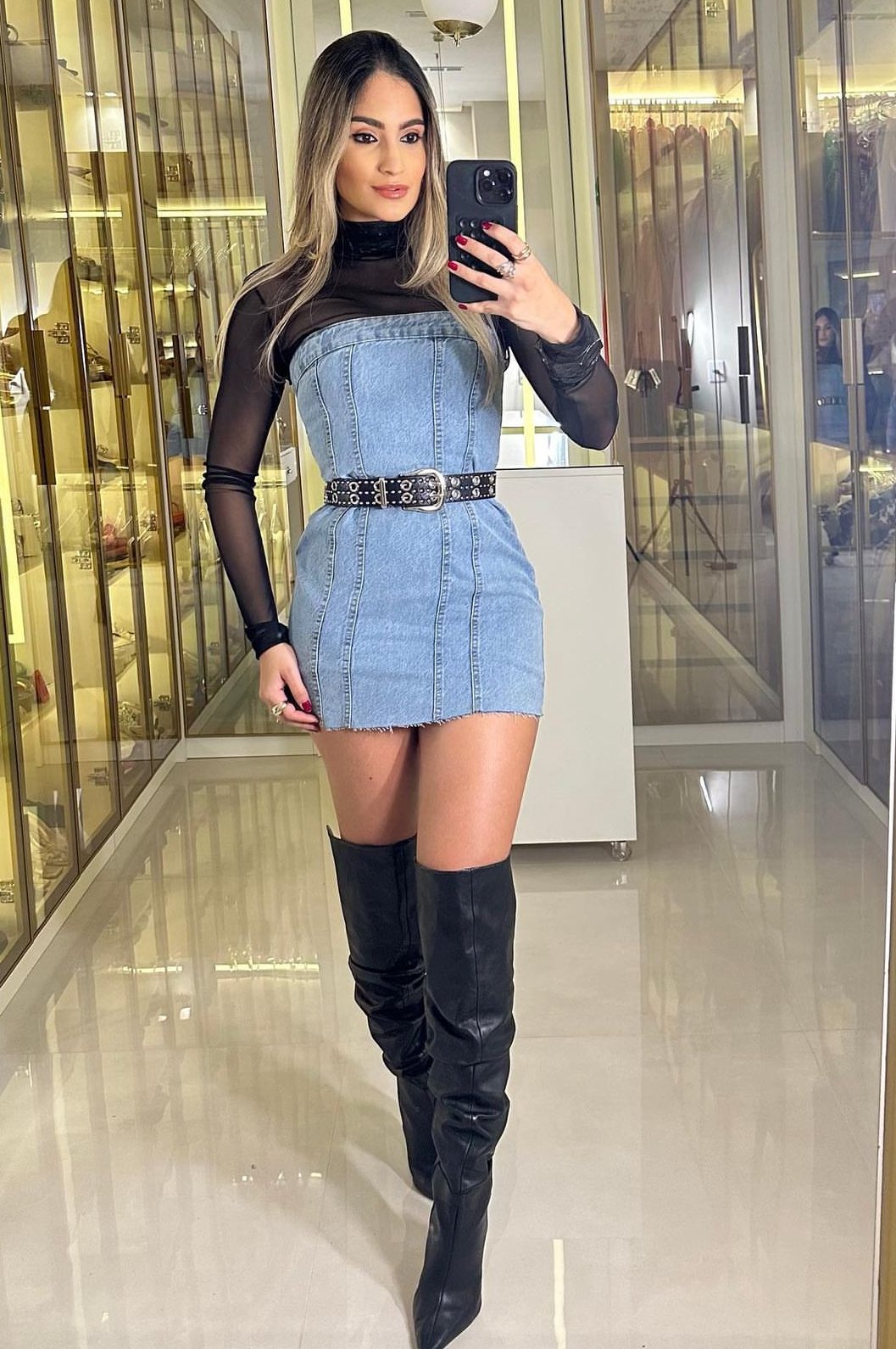 Vestido Midi Vestido Justo Com Camisa Jeans Jaqueta Jeans Vestido