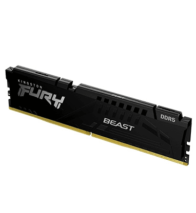 Memória Kingston Fury Beast 16GB DDR5 4800MHz Preta (1x16GB) - KF548C38BB-16
