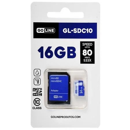 Cartão de Memória Micro SD 16gb Class 10 c/ Adaptador SD - GO Line (GL-SDC10)