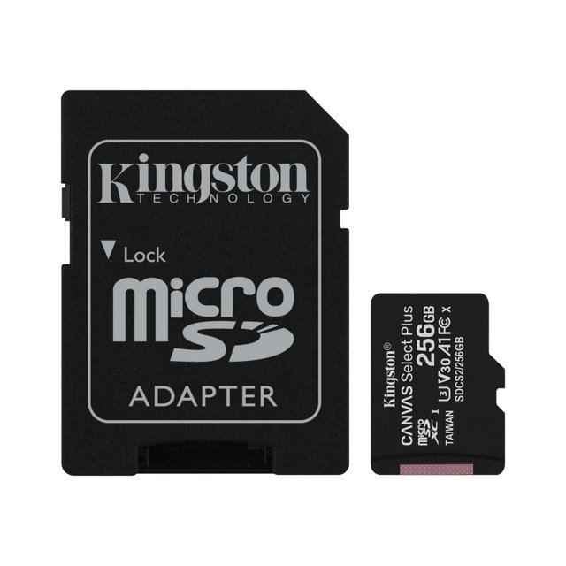 Cartão Micro SD Canvas Select Plus Kingston 256gb 100mb/s