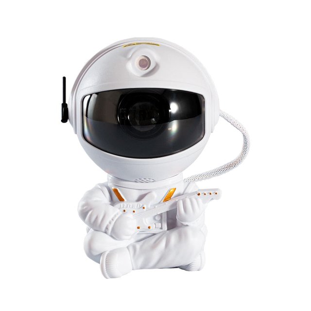 Mini Astronauta Projetor de Luzes Estrelas Galáxia c/ Controle - Modelo c/Guitarra - Branco