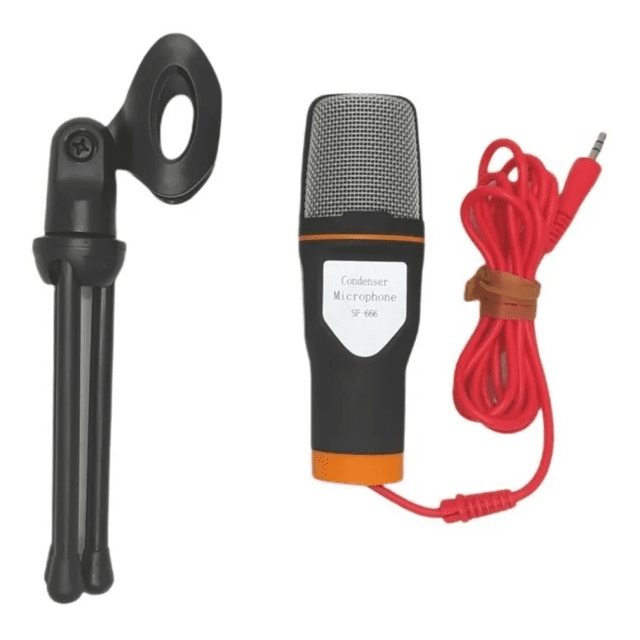 Microfone Condensador p/ Pc e Notebook - Cabo 2m (SF-666)