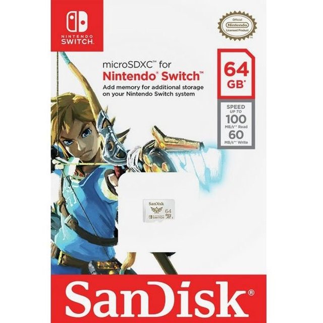 Cartão MicroSDXC SanDisk 64GB, licenciado para Nintendo Switch - SDSQXAT-064G-GNCZN