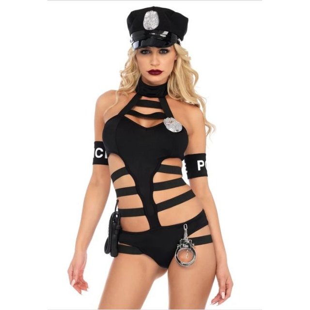 Fantasia Policial Sexy com Body Tamanho M Preta - Leg Avenue