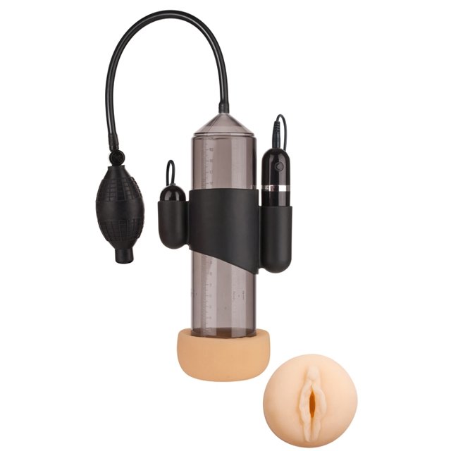 Bomba Peniana com Anel em Formato de Vagina e 10 Vibrações 19 cm Lust Pumper Fumê - Nanma