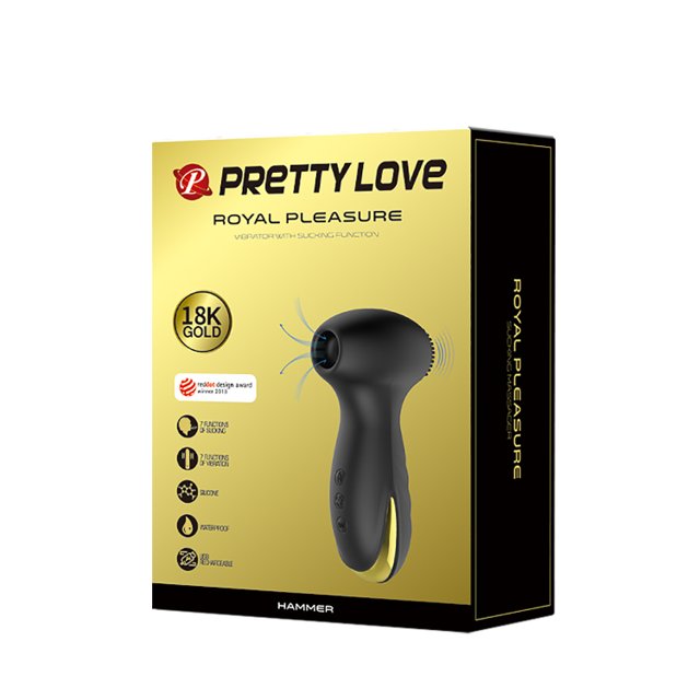 Estimulador Clitoriano com 7 Modos de Sucção e 7 Modos de Vibração Banhado em Ouro 24K Royal Pleasure Hammer - Pretty Love