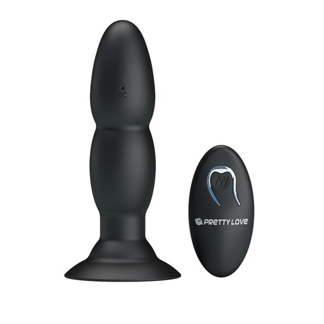 Plug Anal em Silicone com Vibração e Rotação e Controle Remoto Beaded for Extra Pleasure Preto – Pretty Love