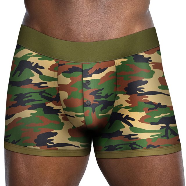 Cueca Boxer para Fixação de Packer Camo Strapon Shorts Verde Tam P - Lovetoy