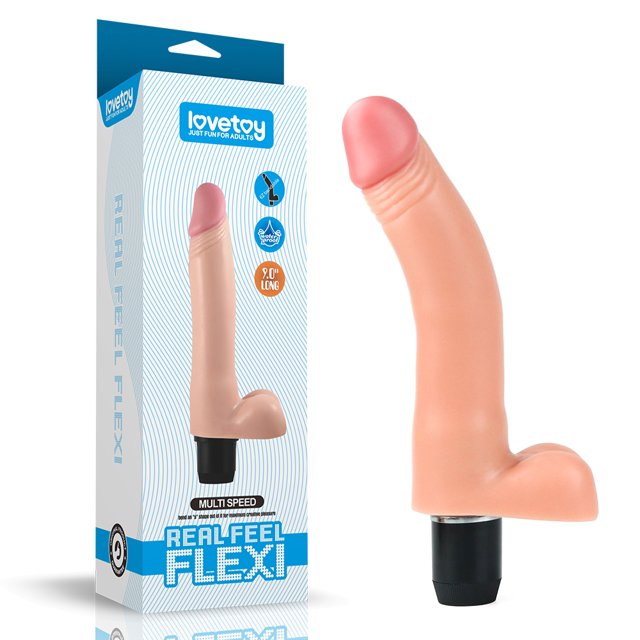 Pênis Realístico 22cm com Escroto e Vibrador  - Real Feel Flexi - Lovetoy