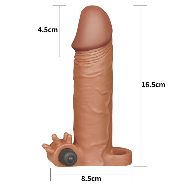 Capa Peniana Extensora com Anel para Escroto Add 2" X Tender Vibrating Penis Sleeve Marrom - Lovetoy