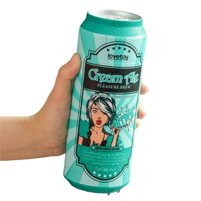 Masturbador Formato Boca na Lata de Cerveja Pleasure Brew Masturbator Cream Ale Bege - Lovetoy