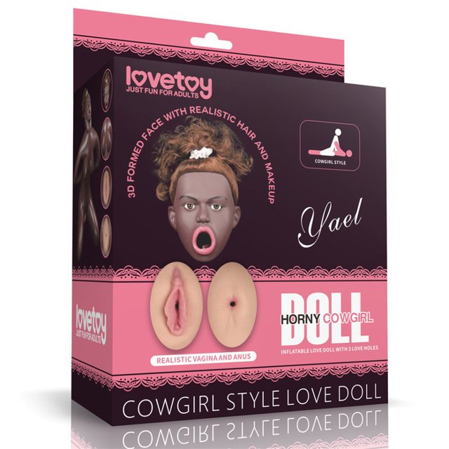 Boneca Inflável Posição Vaqueira Yael Cowgirl Style Love Doll Negra - Lovetoy