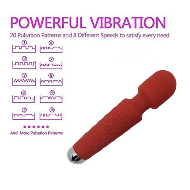 Vibrador Varinha Mágica Recarregável com 20 Modos de Vibração Vermelha - SI