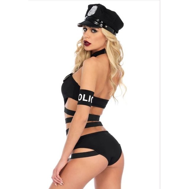Fantasia Policial Sexy com Body Tamanho M Preta - Leg Avenue