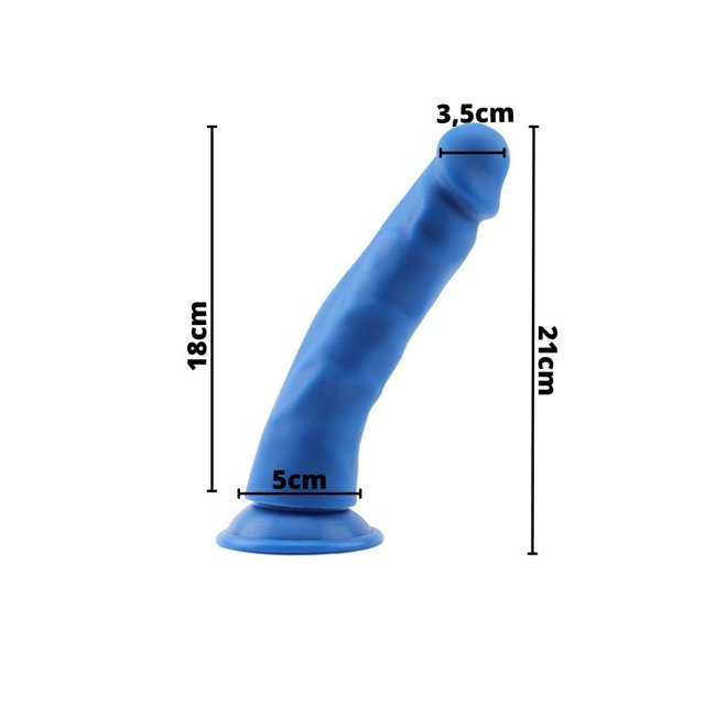 Pênis 21cm em Silicone com Ventosa Delux Pure Nature Candy Steven R Colour Azul - Chisa