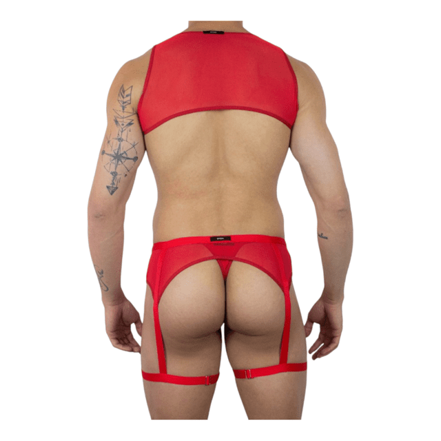 Combo Masculino Sexy Premium com Cueca Croptop e Cinta Liga Tamanho G Vermelho – Ricok