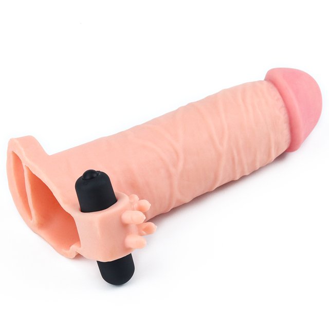 Capa Peniana Extensora com Anel para Escroto Add 2" Pleasure X Tender Vibrating Penis Sleeve Bege - Lovetoy