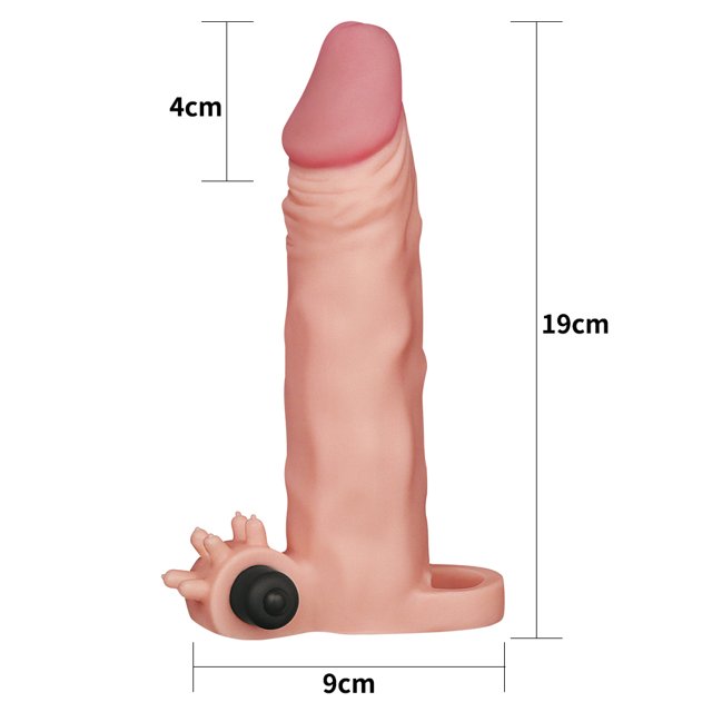 Capa Peniana Extensora com Anel para Escroto Add 2" Pleasure X Tender Vibrating Penis Sleeve Bege - Lovetoy