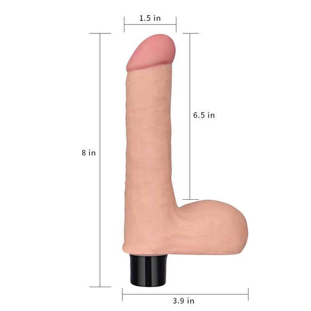 Pênis Realístico 20cm com Escroto e Vibração 8" Real Softee Vibrating Dildo - Lovetoy