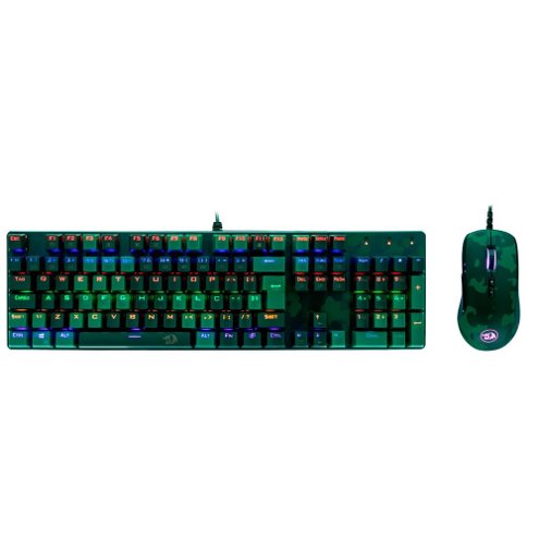 kit-gamer-redragon-s108-dark-green-teclado-mecanico-rainbow-switch-outemu-blue-ansi-mouse-rgb-camufl