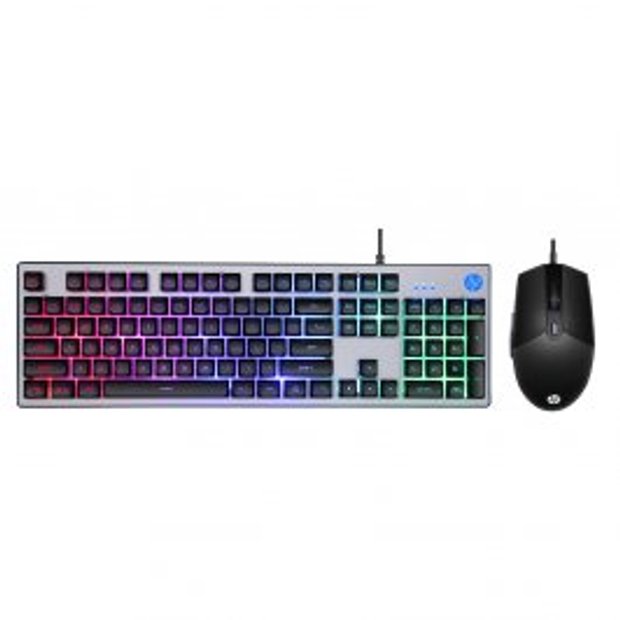 Kit Teclado e Mouse HP, KM300F, RBW, Membrana, 2400 DPI, USB