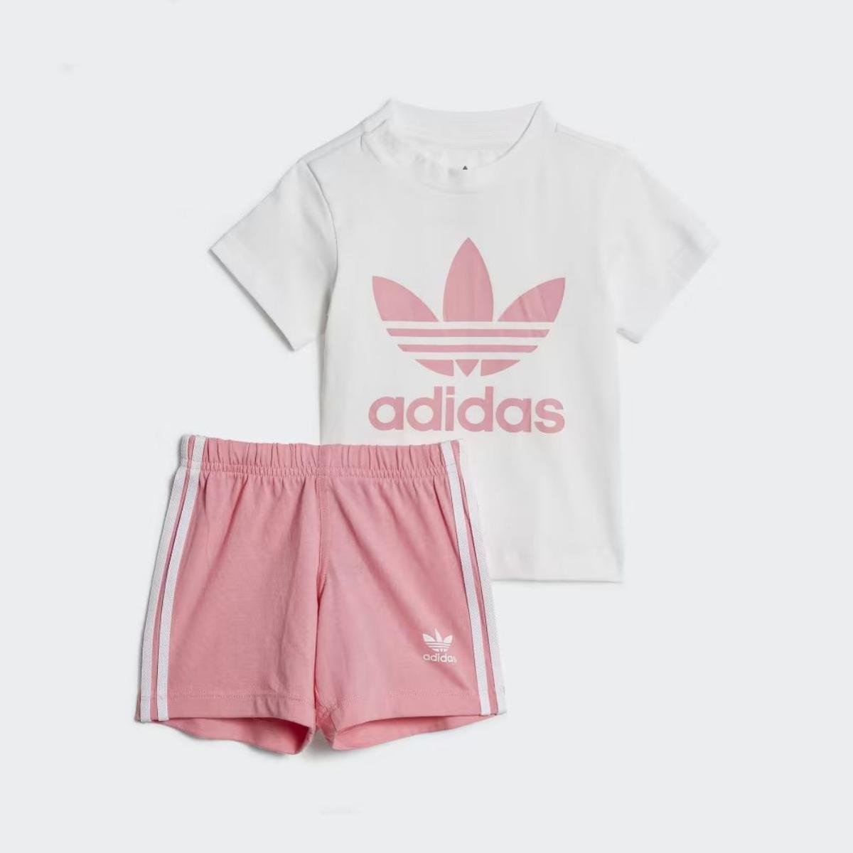 Camiseta Infantil Adidas Trefoil Infantil Branca E Rosa