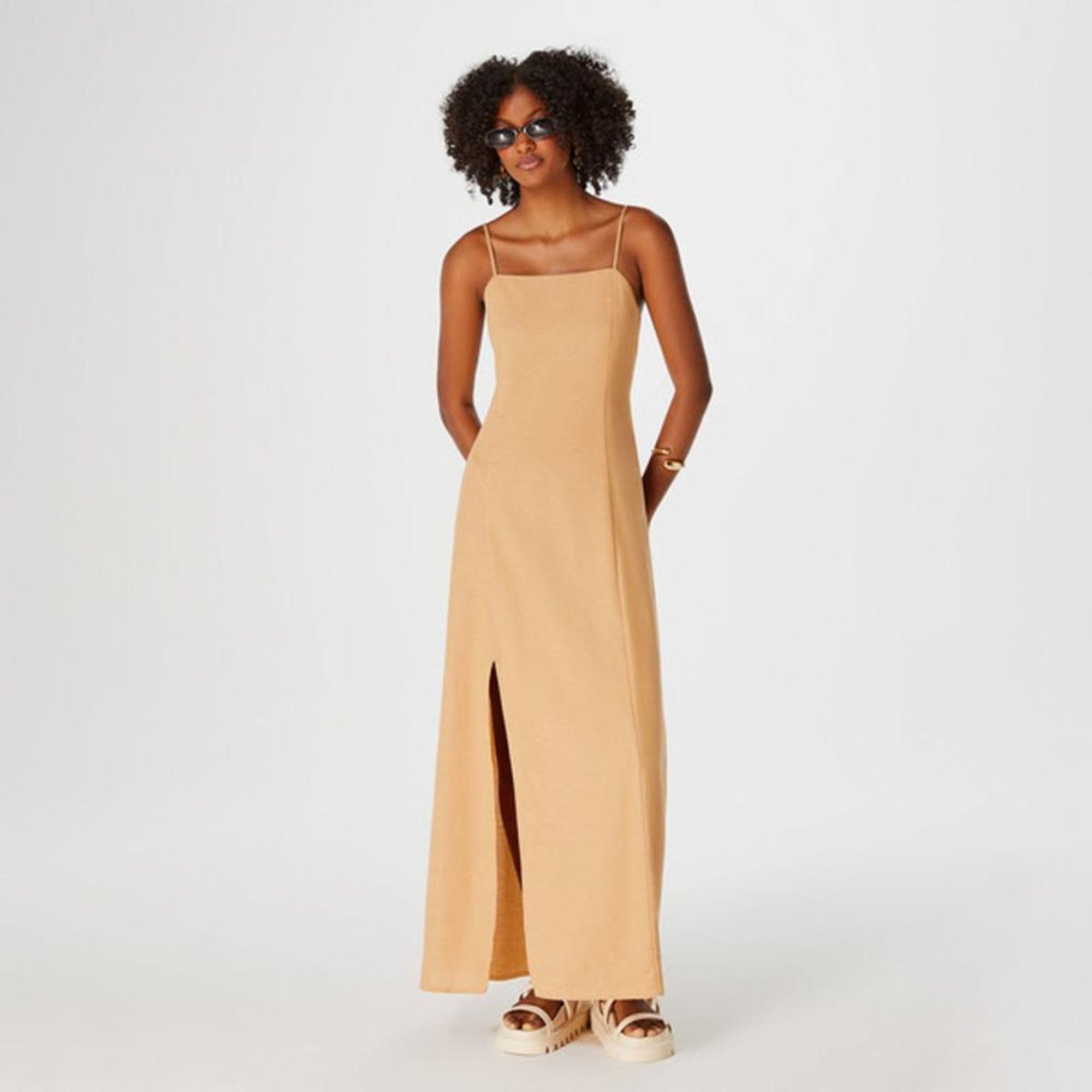 Vestido Hering Linho Longo Hering Vestido Longo Amarelo