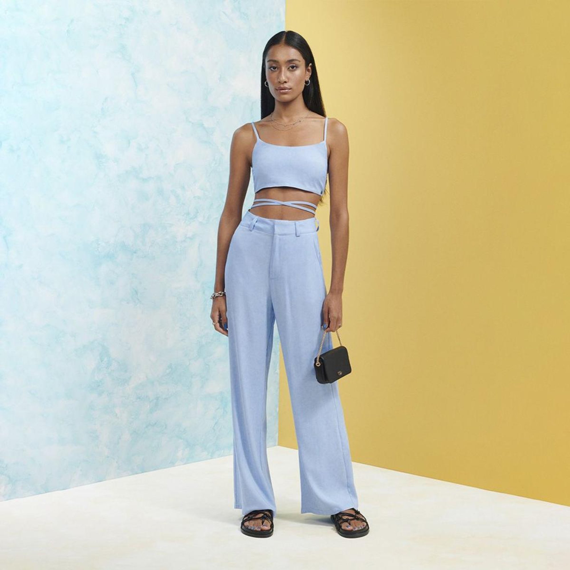 Calça Alfaiataria Calça Azul Infantil Calça Liocel Feminina