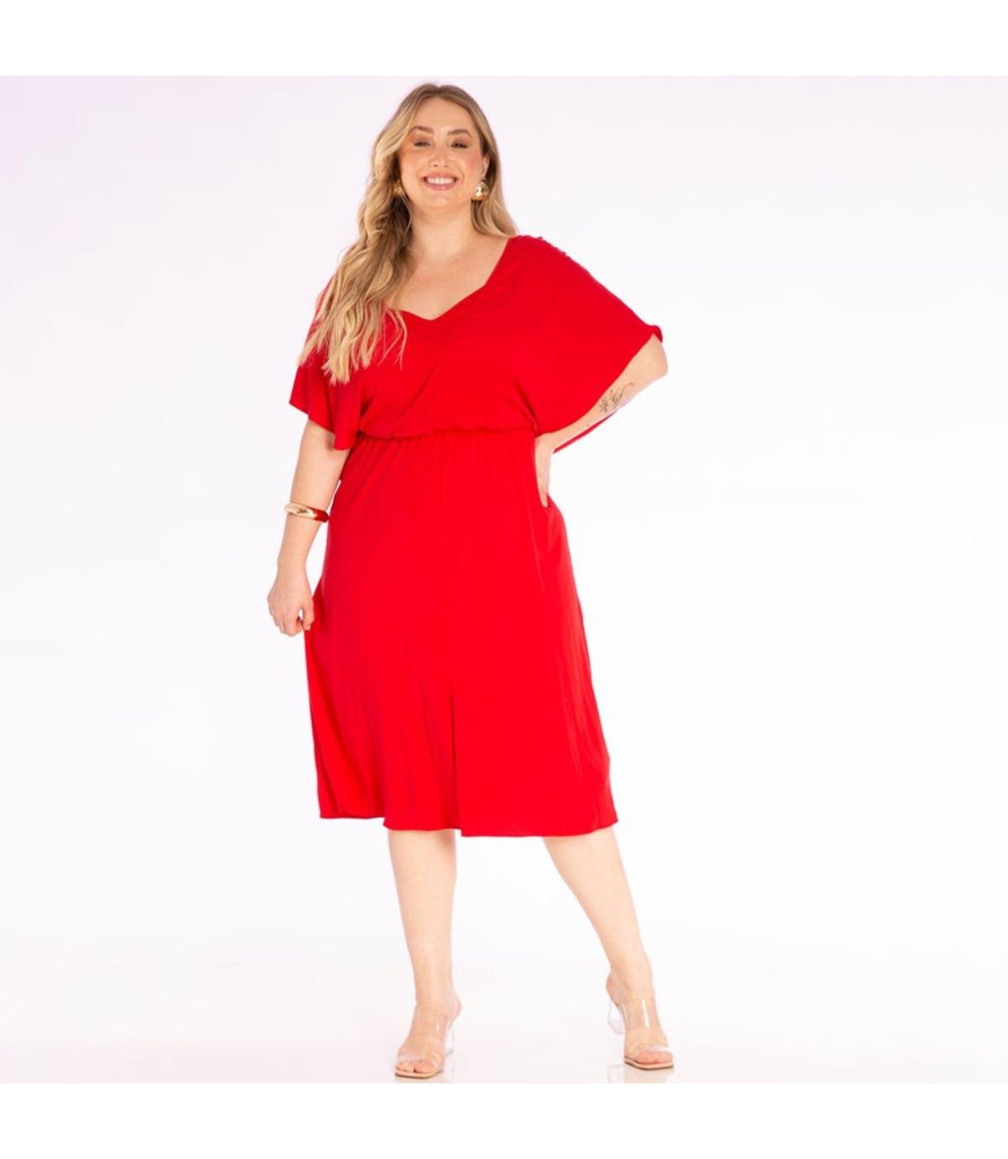 Vestido Midi Plus Size Lisamour Krause
