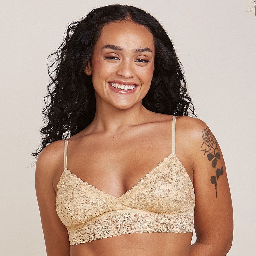 Bibiy sarah ribbon top ベージュ Sutiã Top Triângulo Com Bojo Removível Renda Hope | Lojas Krause