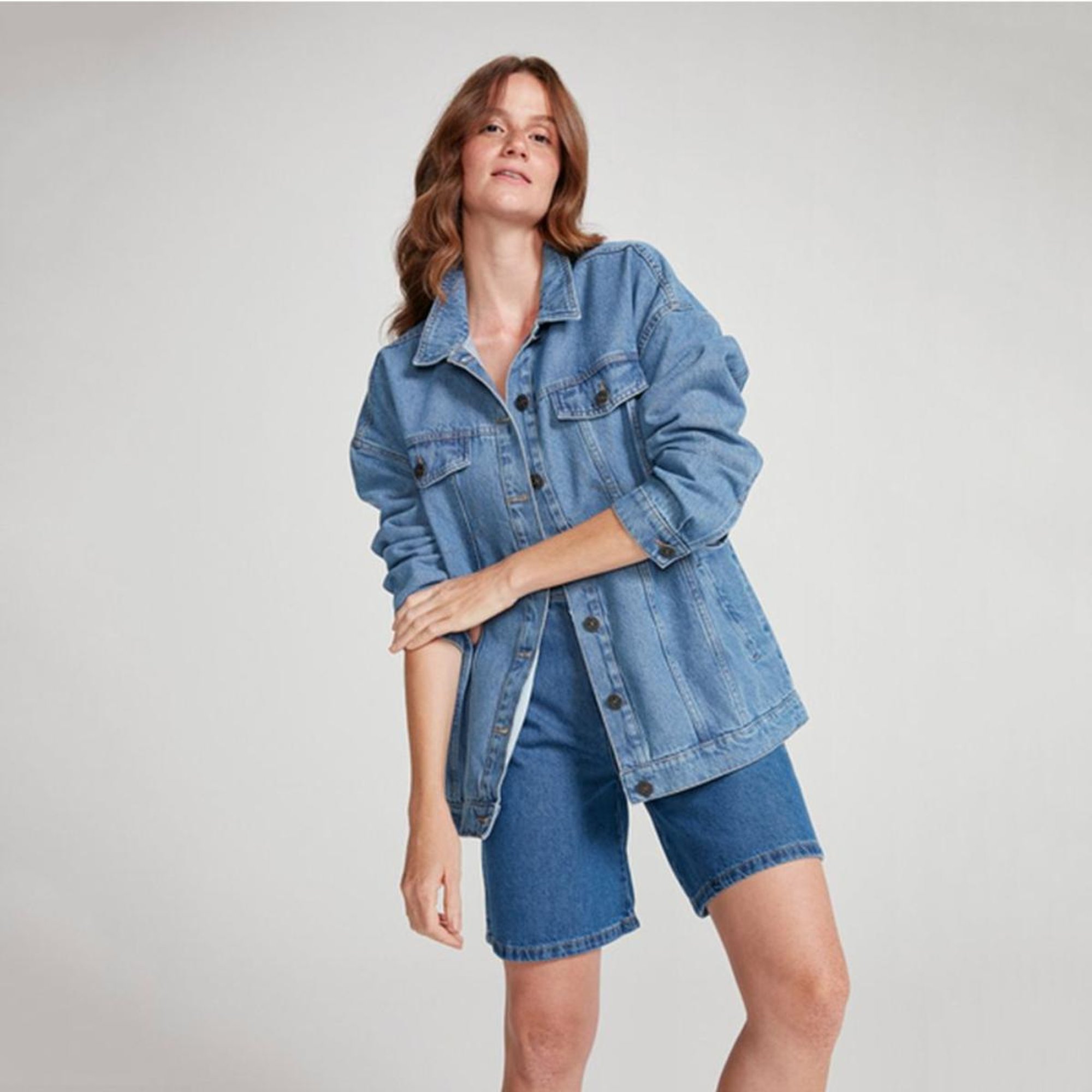 Jeans Feminina Jaqueta Jeans Boyfriend Oversized Jaqueta Jeans