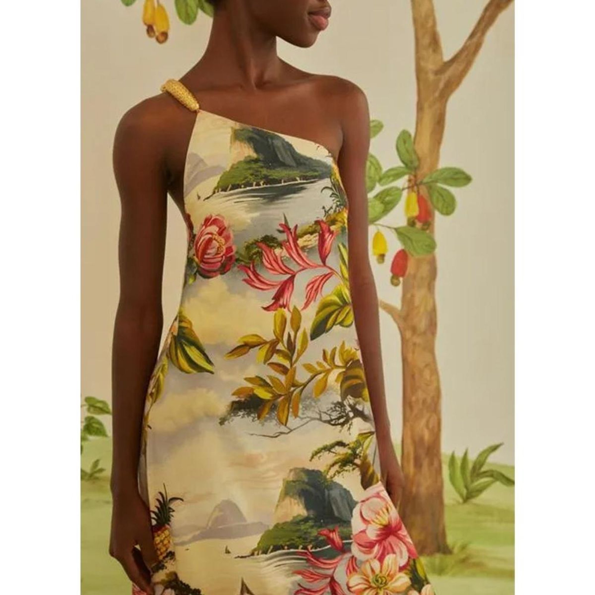 Vestido Farm Vestido Ombro A Ombro Estampado Vestido Ombro Só