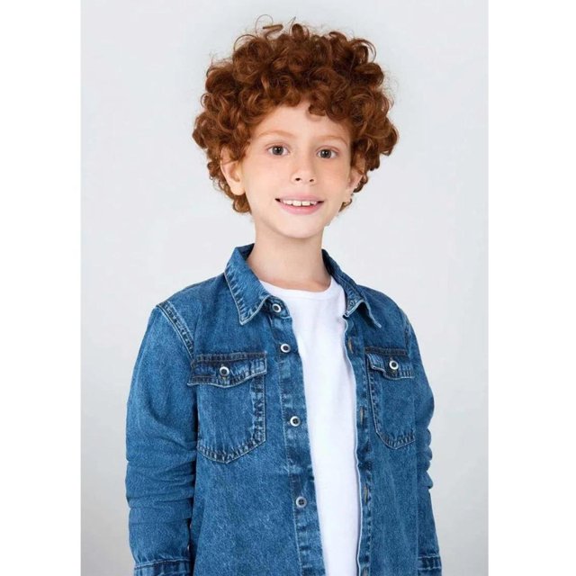 Camisa jeans infantil manga 2024 longa