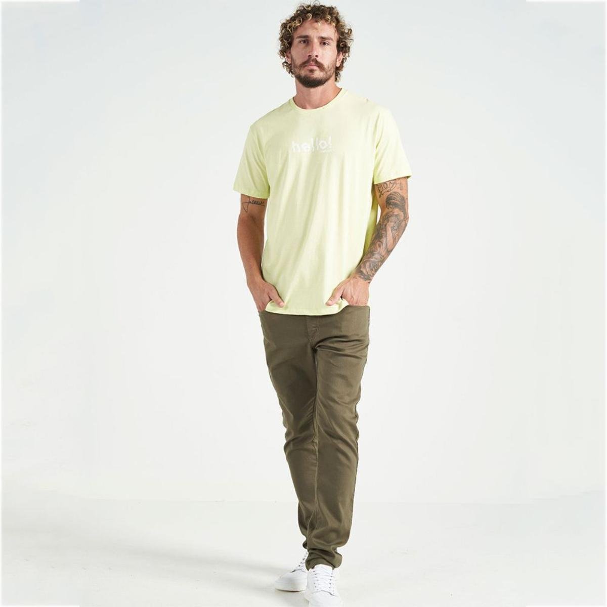 Camiseta Colcci Masculina Hello Sunny Amarela