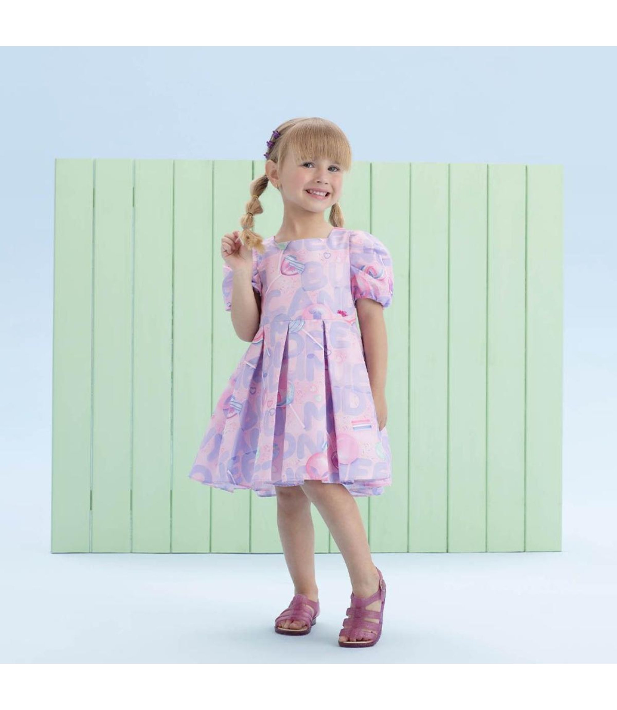 Vestido Infantil Manga Curta Mon Sucré Krause